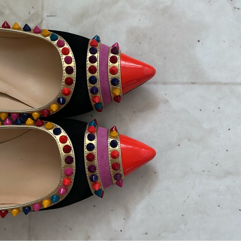 Christian Louboutin Multicolor Suede Leather Malabar Hill Spiked Pumps Heels 9 - Picture 8 of 13